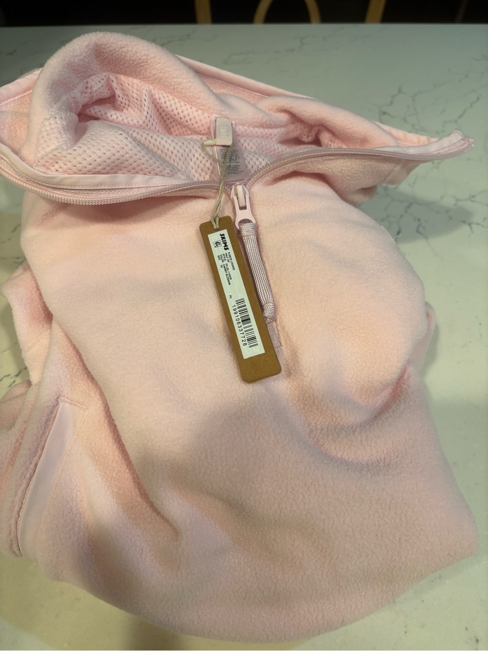 SKIMS Blush Pink Half-Zip Fleece Pullover. Cozy & cute! - Picture 2 of 2